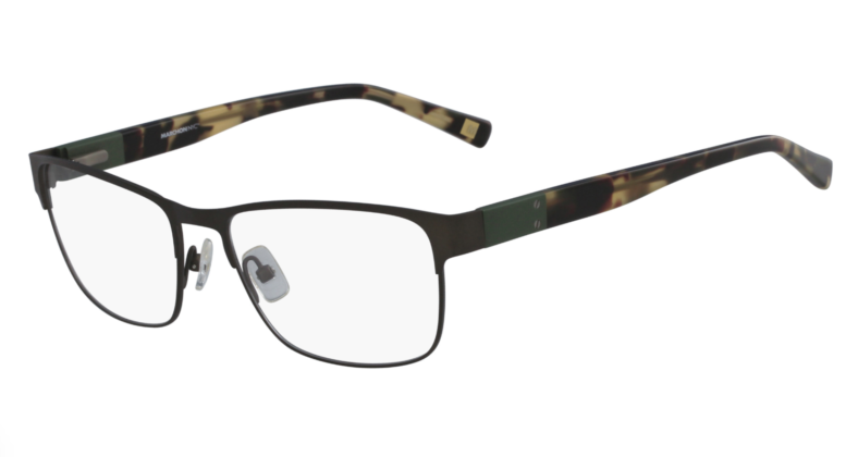 Dark brown metal frame eyeglasses.