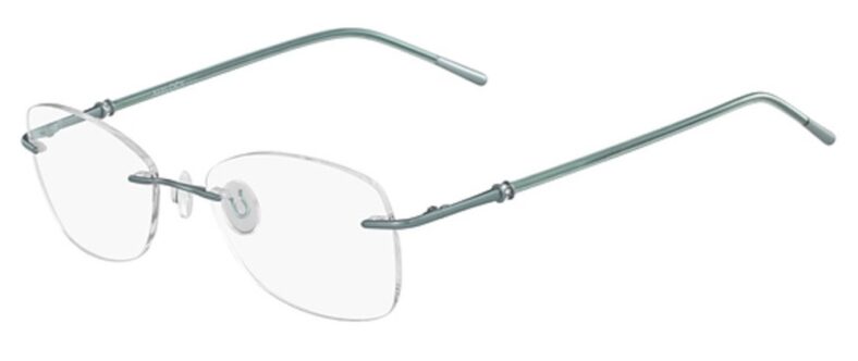 Silver rimless eyeglasses frame.