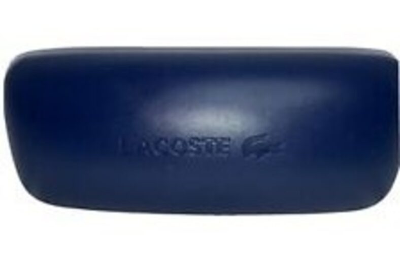 Blue Lacoste eyeglasses case.