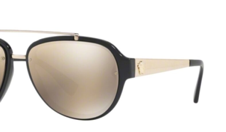 Gold mirrored aviator sunglasses.