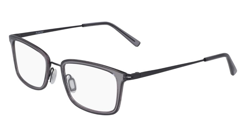 Gray Flexon rectangular eyeglasses.