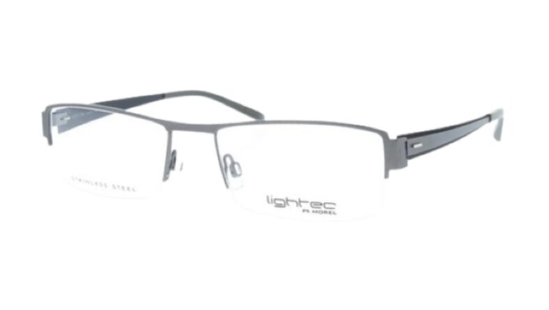 Grey half-rim eyeglasses, Lighttec by Morel.