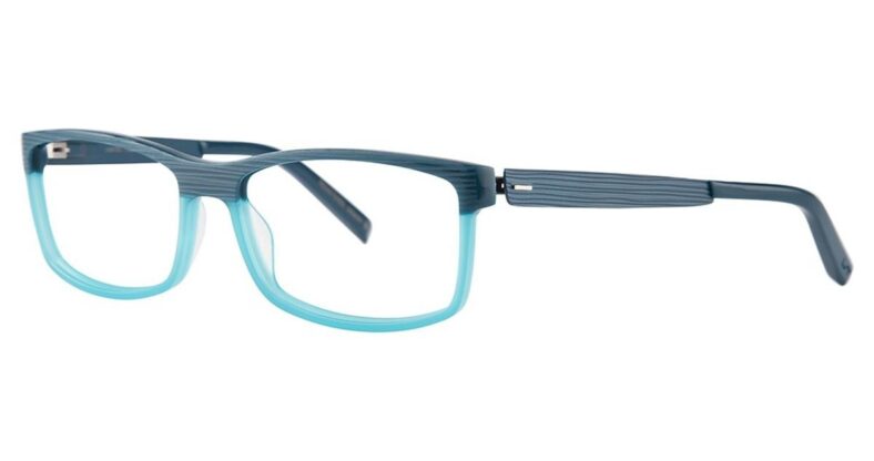 Blue and teal rectangular eyeglasses frame.