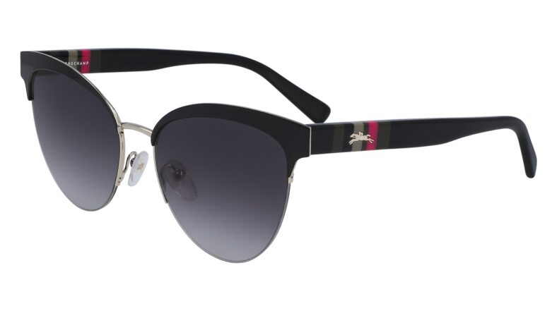 Longchamp black sunglasses with grey lenses.