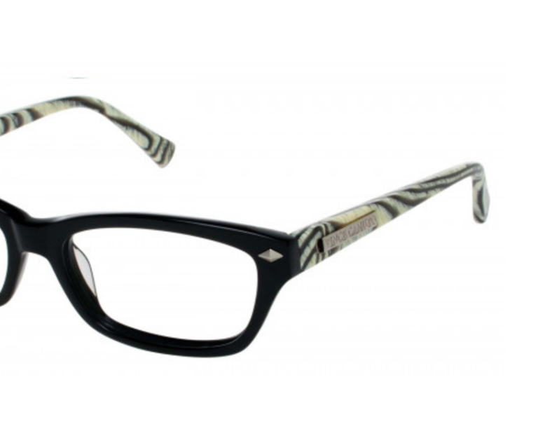 Black and white striped eyeglasses.