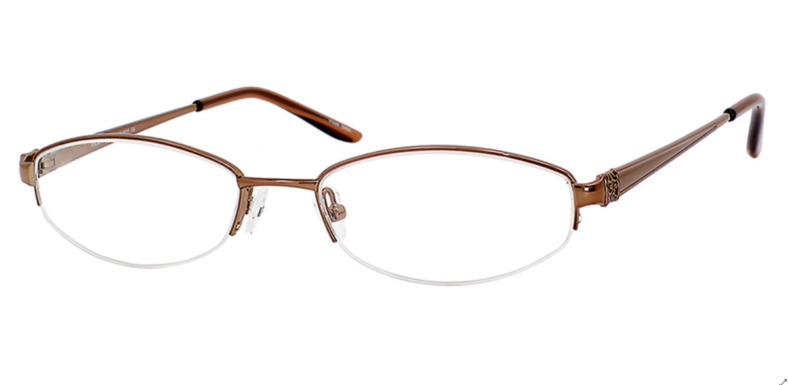 Brown oval metal frame eyeglasses.