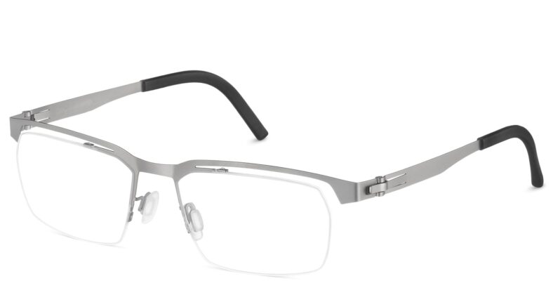 Silver metal frame eyeglasses.