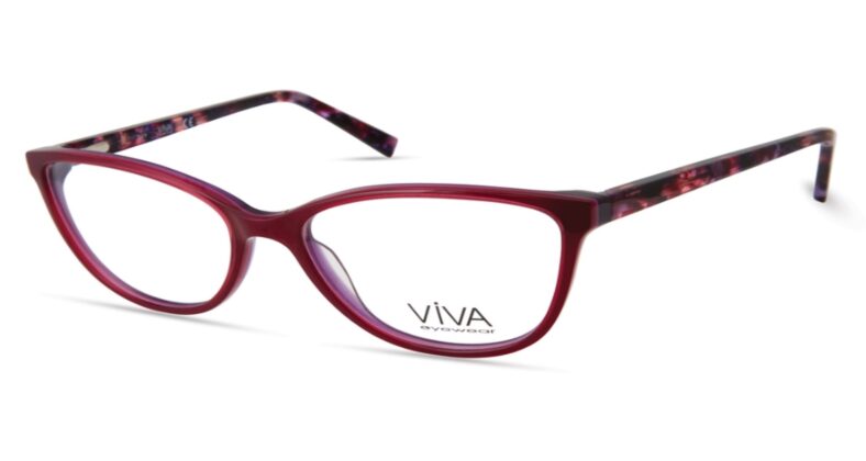 Red cat-eye Viva eyewear glasses.