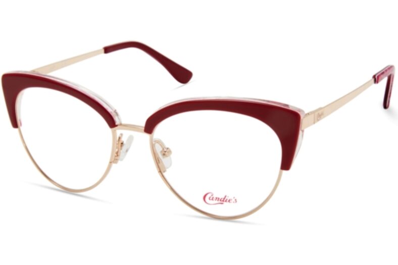 Red and gold Candie's eyeglasses.