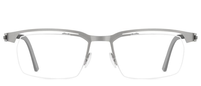 Silver rectangular eyeglasses frame.