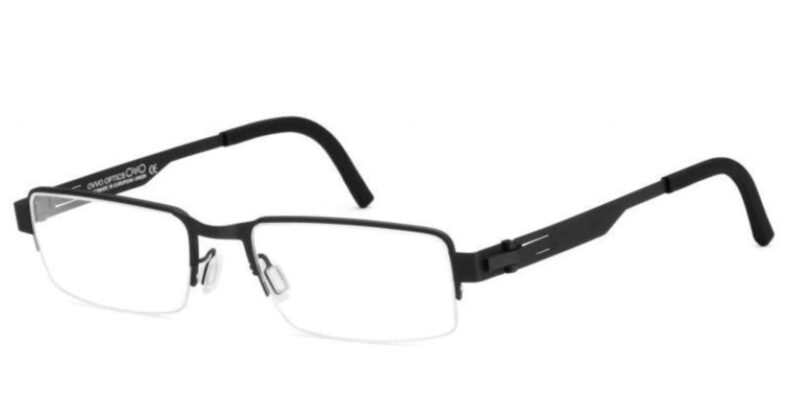 Black rectangular eyeglasses with clear lenses.